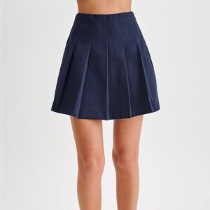 Meshki Navy Pleated Mini Skirt